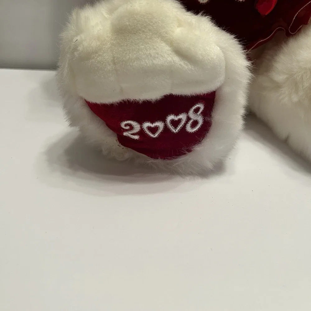 Dan Dee White Plush Sweetheart Teddy Bear Red Nose, Ears Paws Heart 20